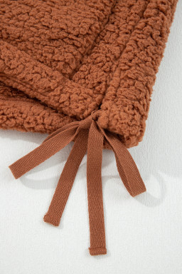 Cinnamon Faux Fur Snap Button Front Knot Side Plush Vest