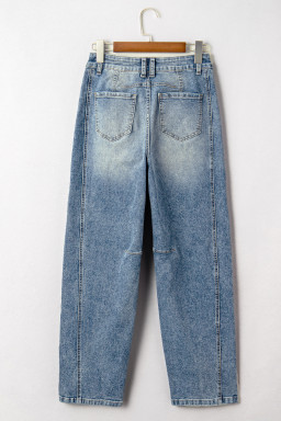 Dusk Blue Vintage Washed Seam Detail Jeans