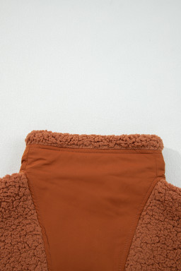 Cinnamon Faux Fur Snap Button Front Knot Side Plush Vest