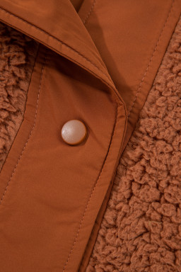 Cinnamon Faux Fur Snap Button Front Knot Side Plush Vest