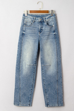 Dusk Blue Vintage Washed Seam Detail Jeans