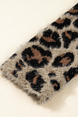 Brown Leopard Open Front Fuzzy Cardigan