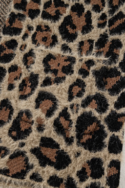 Brown Leopard Open Front Fuzzy Cardigan