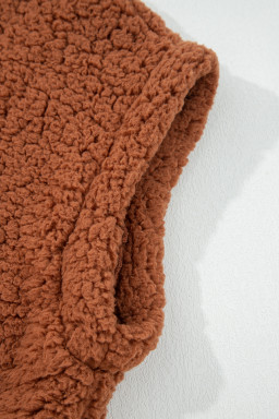 Cinnamon Faux Fur Snap Button Front Knot Side Plush Vest