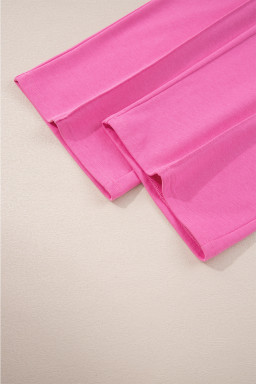 Sachet Pink Solid Color Collared Pullover and Central Seam Pants Set