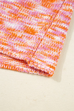 Orange Vibrant Abstract Print Drop Shoulder V Neck Oversized Sweater