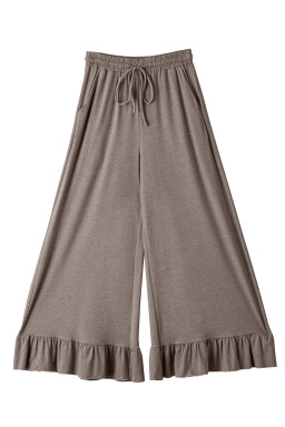 Dune Solid Color Ruffle Hem Wide Leg Pants