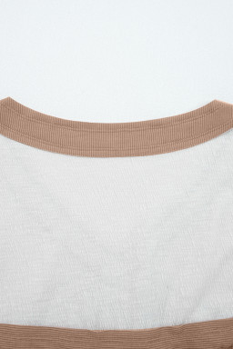 White Floral Print Patchwork Long Sleeve Top