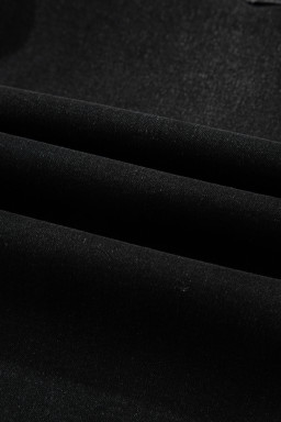 Black Raw Hem Straight Leg Loose High Waist Jeans