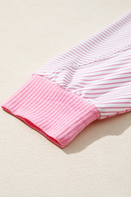 Sachet Pink Striped Patchwork Long Sleeve Top
