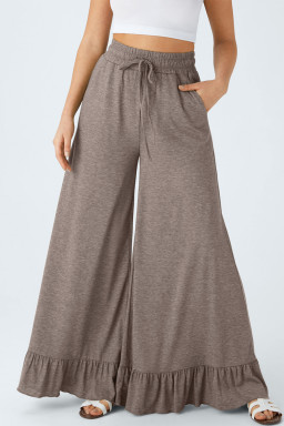 Dune Solid Color Ruffle Hem Wide Leg Pants