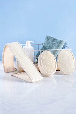 White Loofah Sponge Bath Towel Wipe