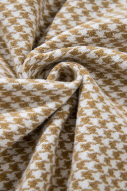 Khaki Houndstooth Textured Patchwork Loose Shacket