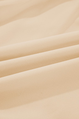 Parchment Pleated Ruffle Long Sleeve Chiffon Blouse