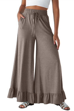 Dune Solid Color Ruffle Hem Wide Leg Pants