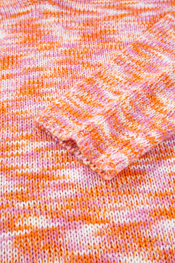 Orange Vibrant Abstract Print Drop Shoulder V Neck Oversized Sweater