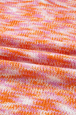 Orange Vibrant Abstract Print Drop Shoulder V Neck Oversized Sweater