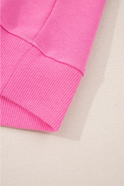 Sachet Pink Solid Color Collared Pullover and Central Seam Pants Set