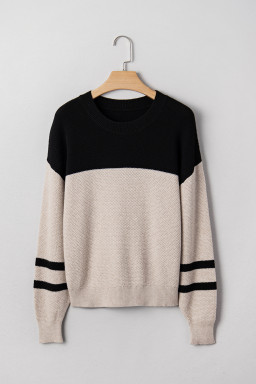 Parchment Colorblock Striped Sleeve Detail Knit Sweater