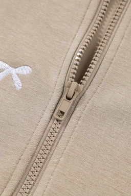 Goat Bow Embroidered Zip Up Hoodie