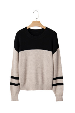 Parchment Colorblock Striped Sleeve Detail Knit Sweater