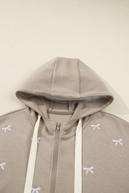 Goat Bow Embroidered Zip Up Hoodie