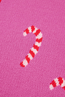 Sachet Pink Christmas Candy Cane Drop Shoulder Sweater