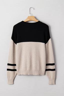 Parchment Colorblock Striped Sleeve Detail Knit Sweater
