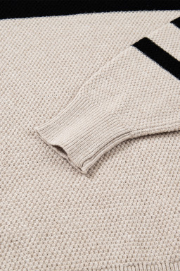 Parchment Colorblock Striped Sleeve Detail Knit Sweater