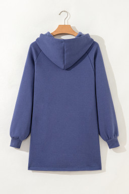 Dirty Blue Drawstring Hooded Tunic Sweatshirt