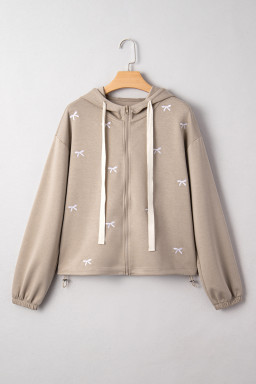 Goat Bow Embroidered Zip Up Hoodie