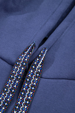 Dirty Blue Drawstring Hooded Tunic Sweatshirt