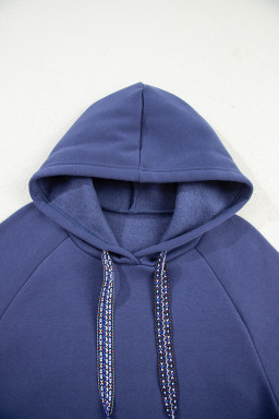 Dirty Blue Drawstring Hooded Tunic Sweatshirt