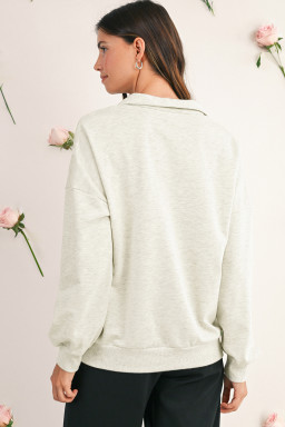 Light Grey Pop of Color Collared Patchwork Pullover Sweatshirt