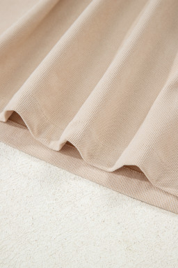 Oatmeal Corduroy Half Button Collared Long Sleeve Mini Dress