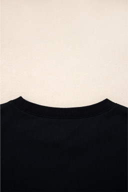 Black Preppy Striped Sleeve Loose Sweatshirt