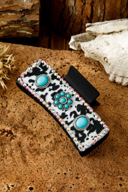 Black Retro Turquoise Animal Spots Hair Claw Clip
