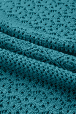 Lapis Mix Pattern Hollow Knit Open Front Cardigan