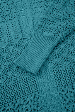 Lapis Mix Pattern Hollow Knit Open Front Cardigan