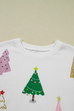 White Christmas Tree Long Sleeve Top and Shorts Pajama Set