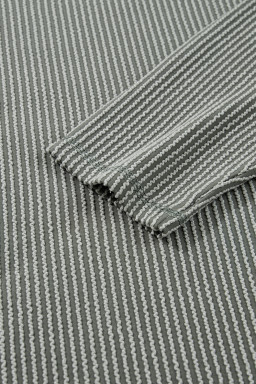 Green Bay Twisted Rib Exposed Seam Detail Long Sleeve Loose Top