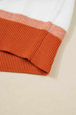 Dark Blue Color Block Round Neck Tunic Sweater