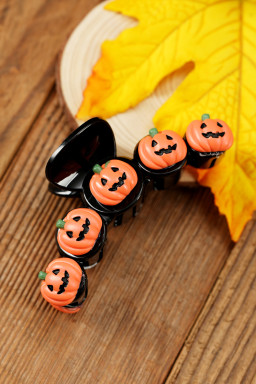 Russet Orange Halloween Pumpkin Hair Claw Clip