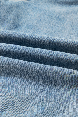 Beau Blue Multi Patched Pockets Side Tie up Boyfriend Style Denim Jacket