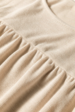 Jet Stream Waffle Textured Pleated Long Sleeve Top