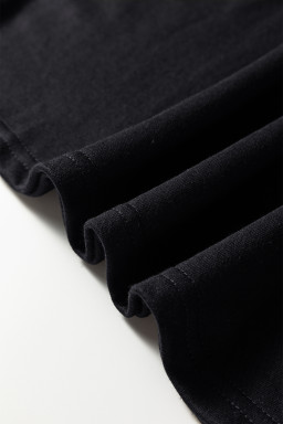 Black Halloween Rhinestone Pumpkin Contrast Ribbed Patchwork Top