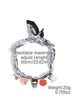 White Ghost Pumpkin Pendants Halloween Costume Scarf Necklace