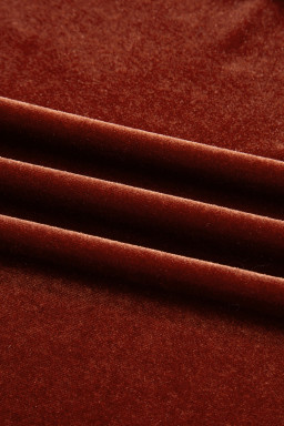 Clay Elastic V Neck Puff Sleeve Flowy Velvet Dress