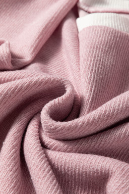 Light Pink Contrast Color Trim Knit Drop Shoulder Loose Top