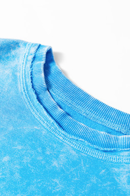 Blue Acid Washed Pocket Pullover Sweatshirt